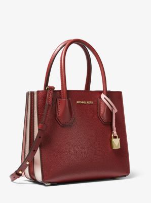 Michael Kors - Mercer Pebbled Leather Accordion Crossbody Bag Red