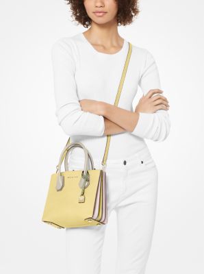 【MICHAEL KORS】Mercer M Two-Tone Pebbled Leather Crossbody Mercer Medium Two-Tone Pebbled Leather Crossbody Bag