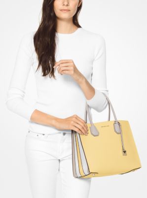 Mercer Large Tri-Color Pebbled Leather Accordion Tote