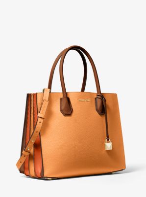 michael kors mercer large pebbled leather accordion tote bag