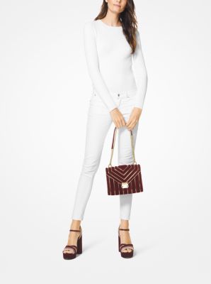 Whitney Large Quilted Suede Convertible Shoulder Bag