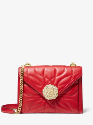 michael michael kors whitney petal quilted leather shoulder bag