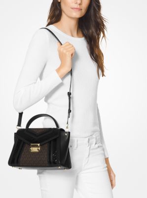 Whitney Medium Logo and Leather Satchel Michael Kors Canada