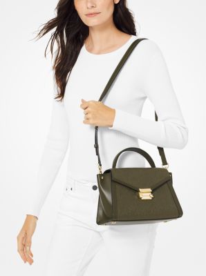 Whitney medium leather satchel michael kors sale