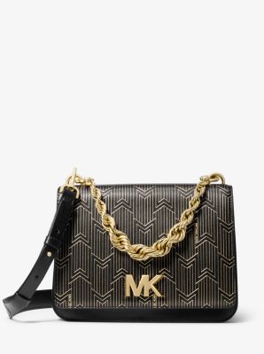 michael kors black and gold crossbody