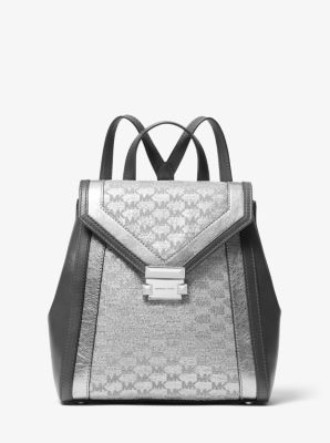 Whitney large metallic shop logo jacquard tote