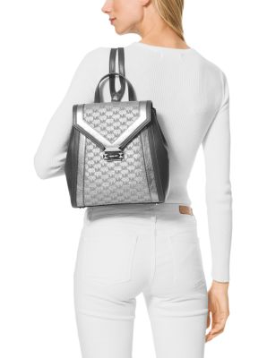 Whitney Metallic Logo Jacquard Backpack Michael Kors