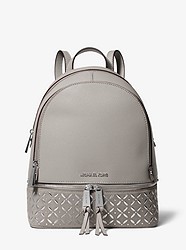Rhea Medium Embellished Leather Backpack - PEARL GREY - 30H8SEZB2S