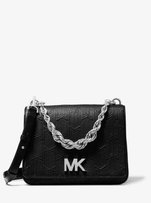 MICHAEL KORS MOTT BLACK LEATHER SATCHEL TOTE HANDBAG SHOULDER BAG