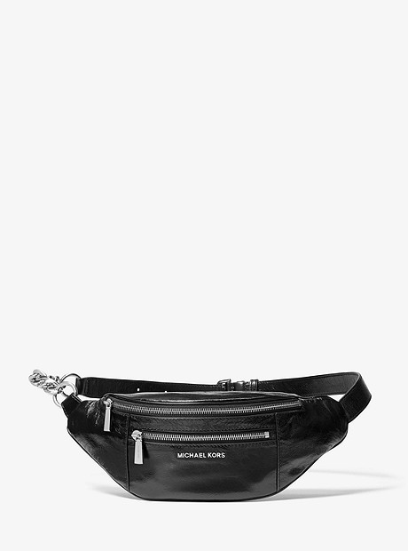 Medium Crinkled Calf Leather Belt Bag - BLACK - 30H8SOXN6T