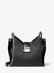 Whitney Small Logo and Leather Shoulder Bag - BLACK - 30H8SWHE0B