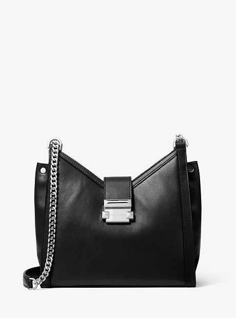 Whitney Small Leather Shoulder Bag - BLACK - 30H8SWHE0L