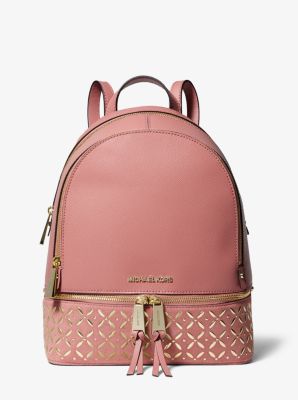 Michael Kors Red Leather Medium Studded Rhea Backpack Michael Kors