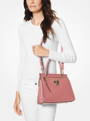 Michael michael kors jasmine polished leather top handle shop satchel