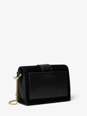 Sac messager Hayden de taille moyenne en velours et en cuir orn&eacute;