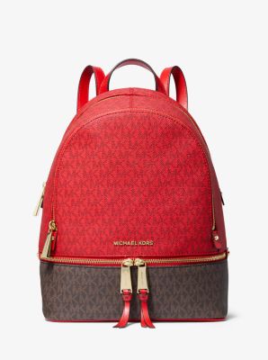 michael michael kors rhea zip logo pebble leather backpack