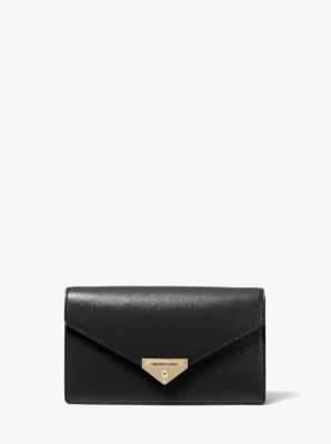 MICHAEL KORS GRACE ENVELOPE CLUTCH Woman Pale gold