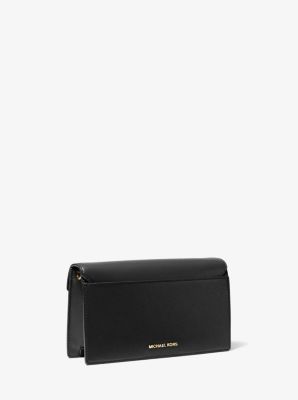 Michael Kors Grace Medium Metallic Leather Envelope Clutch- Gold