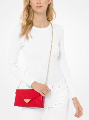 Grace Medium Patent Leather Envelope Clutch in BRIGHT RED | Michael Kors