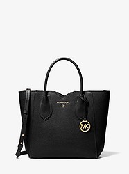 Mae Medium Pebbled Leather Messenger Bag  - BLACK - 30H9GM5M2L