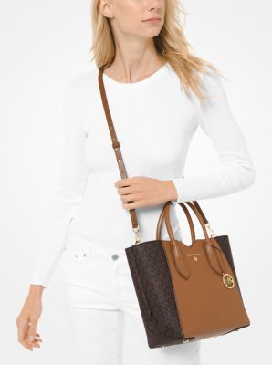 Mae Medium Pebbled Leather and Logo Messenger Bag Michael Kors Canada