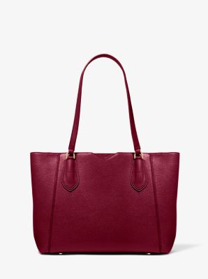Mae Medium Pebbled Leather Tote Bag in BERRY | Michael Kors