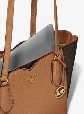 Mae Medium Pebbled Leather and Logo Tote Bag Michael Kors Canada