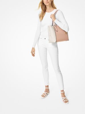 Mae Medium Pebbled Leather and Logo Tote Bag