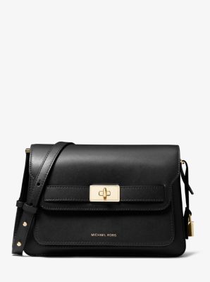 Tatiana mini logo outlet and patent leather satchel