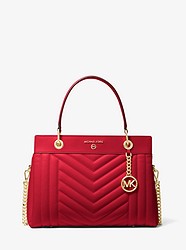 Susan Medium Quilted Leather Satchel - BRIGHT RED - 30H9GUSS6T
