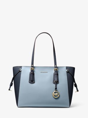 Michael Michael Kors Women's Voyager Medium Crossgrain Leather Tote Bag, Buttermilk Multi