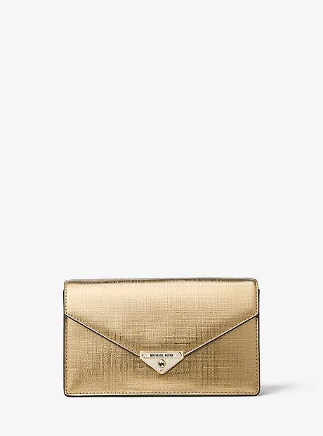 Grace Medium Metallic Leather Envelope Clutch - PALE GOLD - 30H9LGHC6M