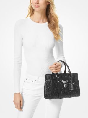 Michael Kors Hamilton Black Quilted Patent Leather Padlock Handbag