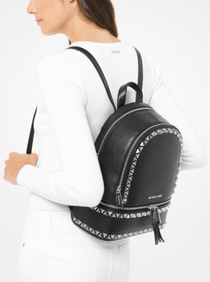Michael Kors Rhea Zip Pale Gold Medium Backpack  Handbags michael kors,  Metallic backpacks, Studded backpack