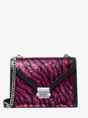 Whitney Large Zebra Sequined Convertible Shoulder Bag Michael Kors