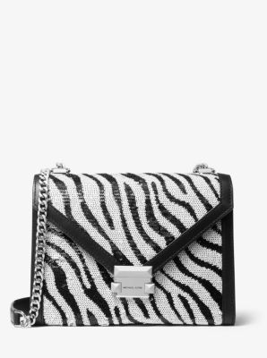 Whitney Large Zebra Sequined Convertible Shoulder Bag | Michael Kors