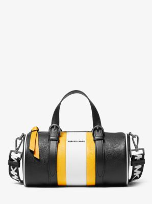 Stanton Medium Striped Pebbled Leather Barrel Bag | Michael Kors