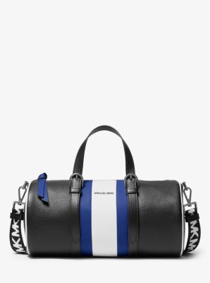 Grand sac de sport cylindrique Stanton en cuir grain rayures