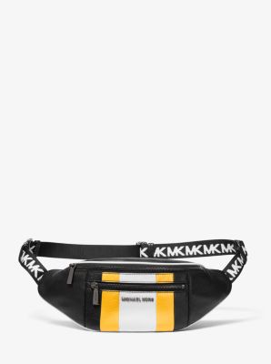 Medium Striped Pebbled Leather Belt Bag Michael Kors