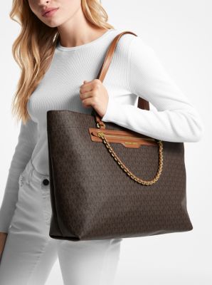  Michael Kors Jet Set Travel Large Logo Tote Bag (Brown Acorn) :  Clothing, Shoes & Jewelry