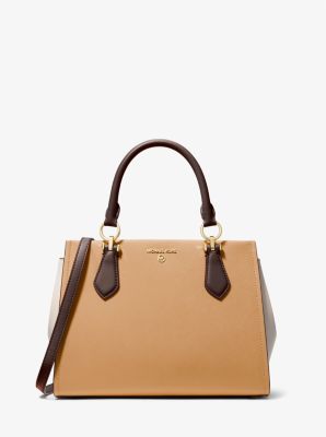 Marilyn Medium Color Block Saffiano Leather Satchel