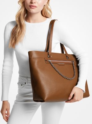 Michael Kors Westley Large Pebbled Leather Chain-Link Tote Bag