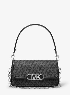 Parker Medium Logo Shoulder Bag in BLACK/WHITE | Michael Kors