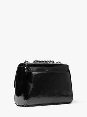 Parker Medium Crinkled Patent Leather Shoulder Bag