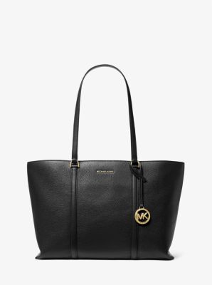 MK Shopper Temple Large Aus Gekrispeltem Leder - Schwarz