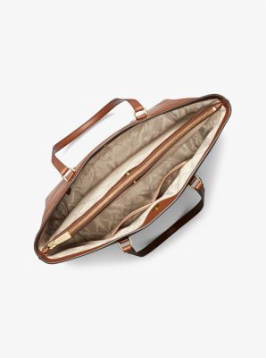 Borsa tote Temple grande in pelle martellata in CUOIO | Michael Kors