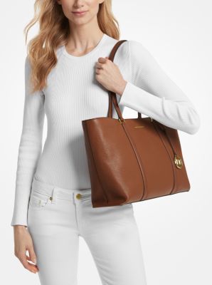 Thumbnail - MK Shopper Temple Large Aus Gekrispeltem Leder - Braun - Michael Kors