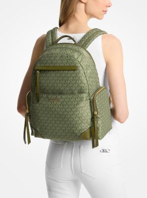 Prescott Large Signature Logo Print Woven Backpack