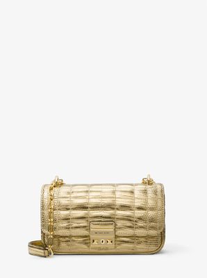 Tribeca Small Quilted Metallic Lizard Embossed Leather Shoulder Bag ...