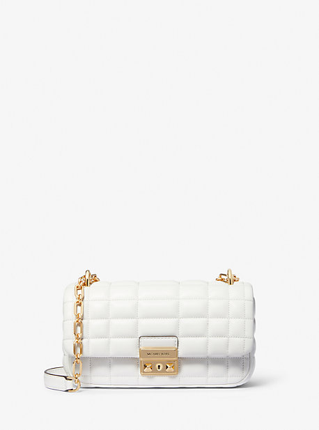 MK Tribeca Small Quilted Leather Shoulder Bag - Optic White - Michael Kors